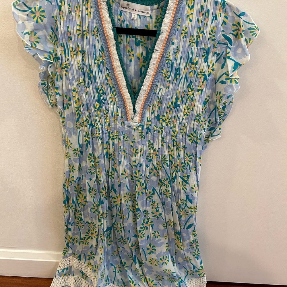 Poupette St. Barth Blue Floral Mini Dress